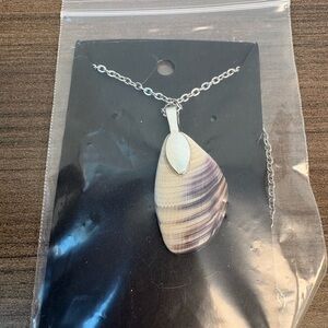 Silver and Purple Shell Pendant Necklace